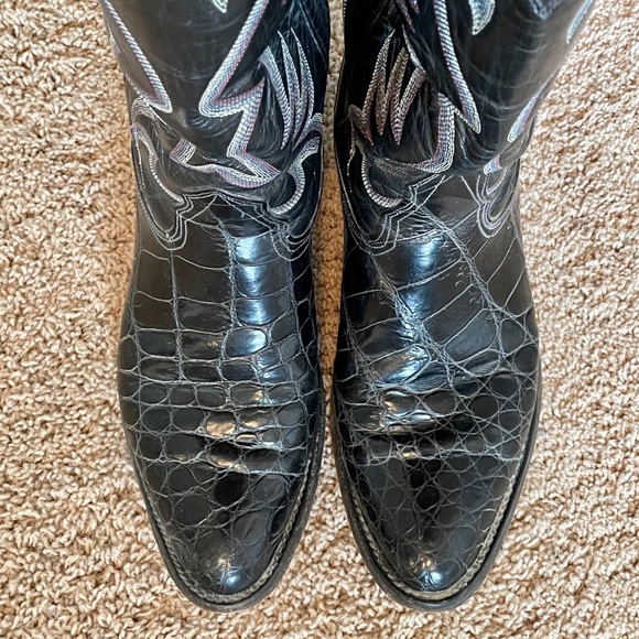 Nocona Men’s Black Alligator Cowboy Boots Size 9D - Picture 3 of 12